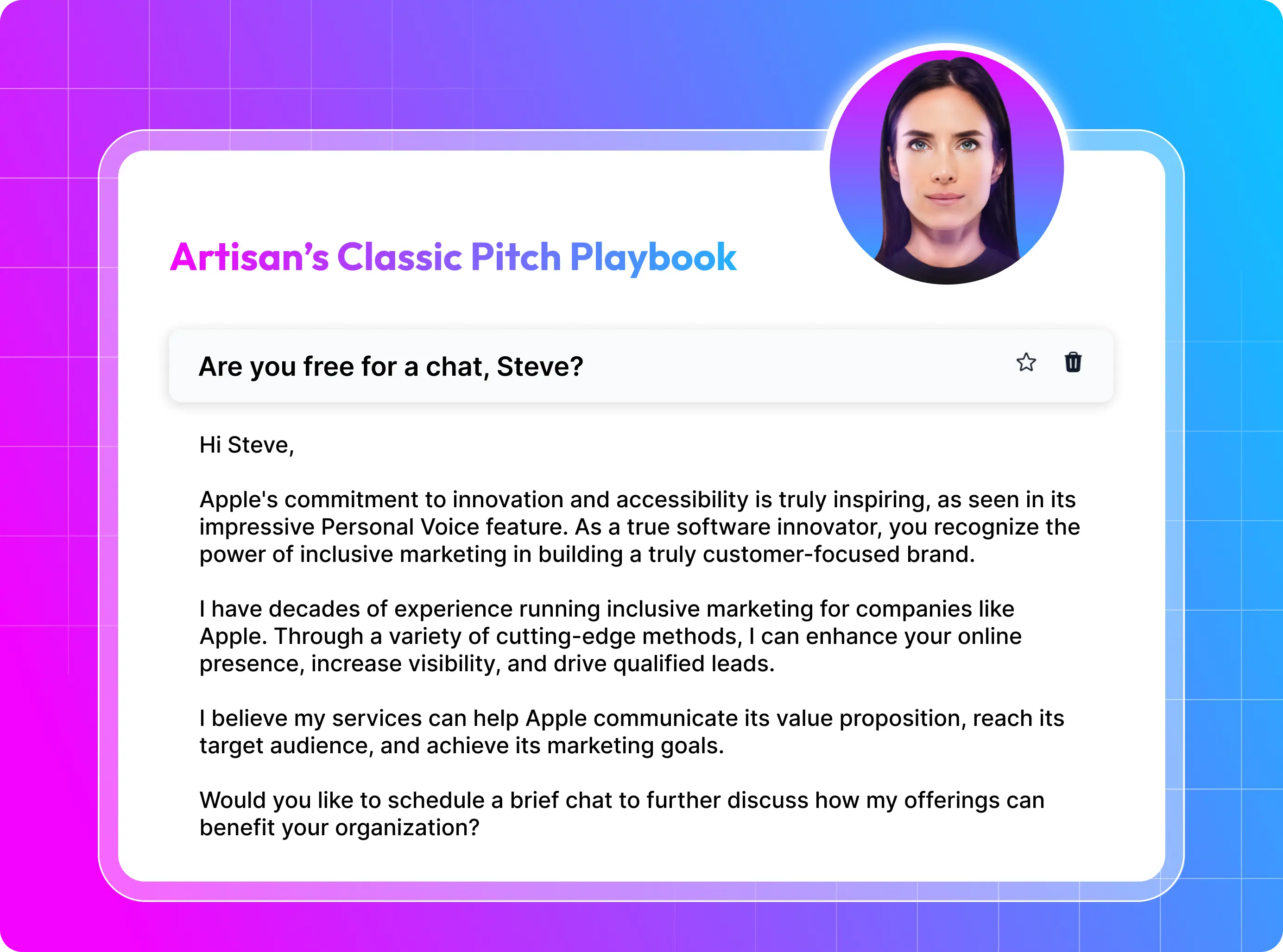 From Artisan’s Classic Pitch Playbook