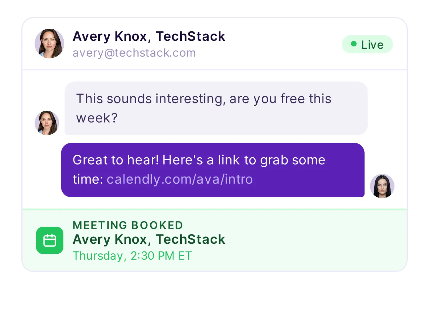 She replies autonomously and books meetings