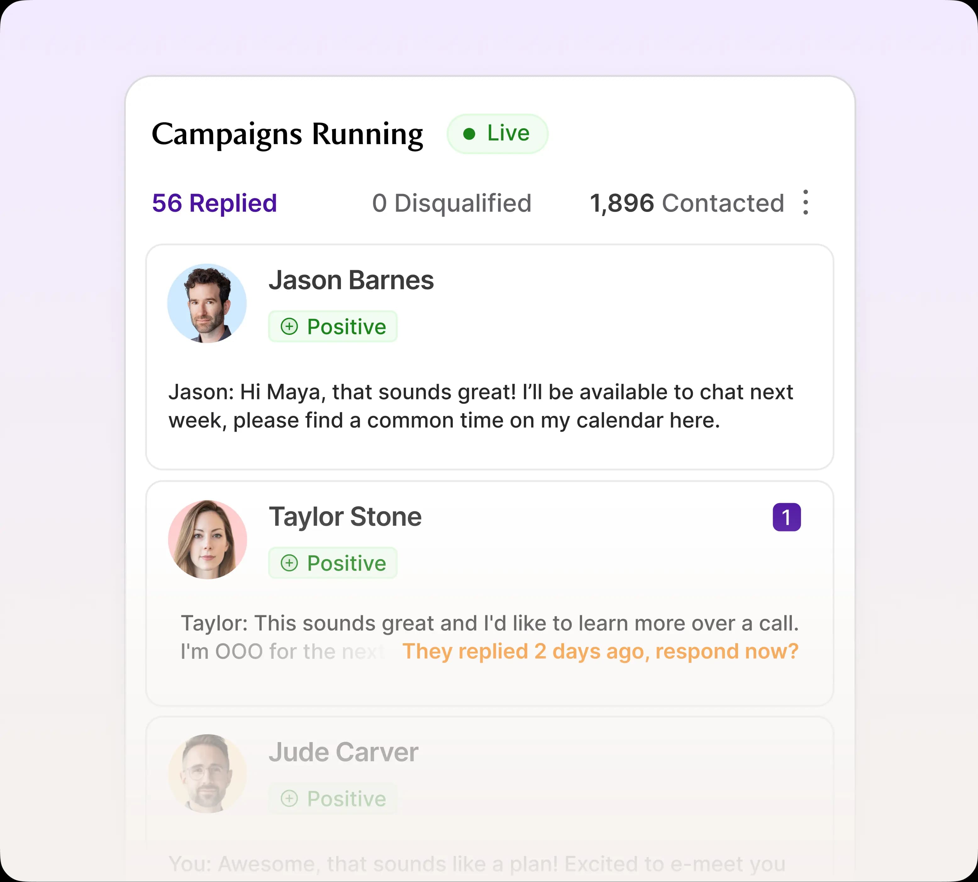 Ava contacts the lead immediately