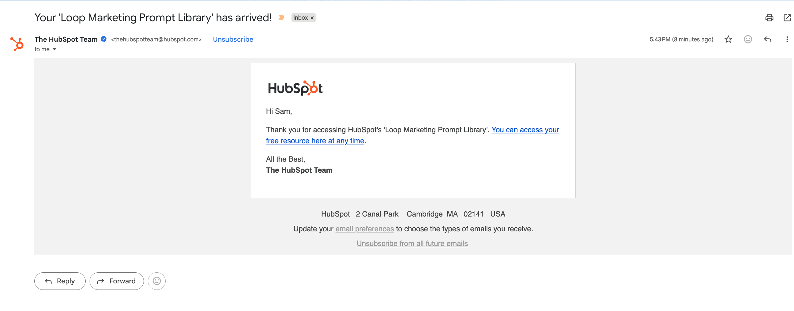 HubSpot automated email
