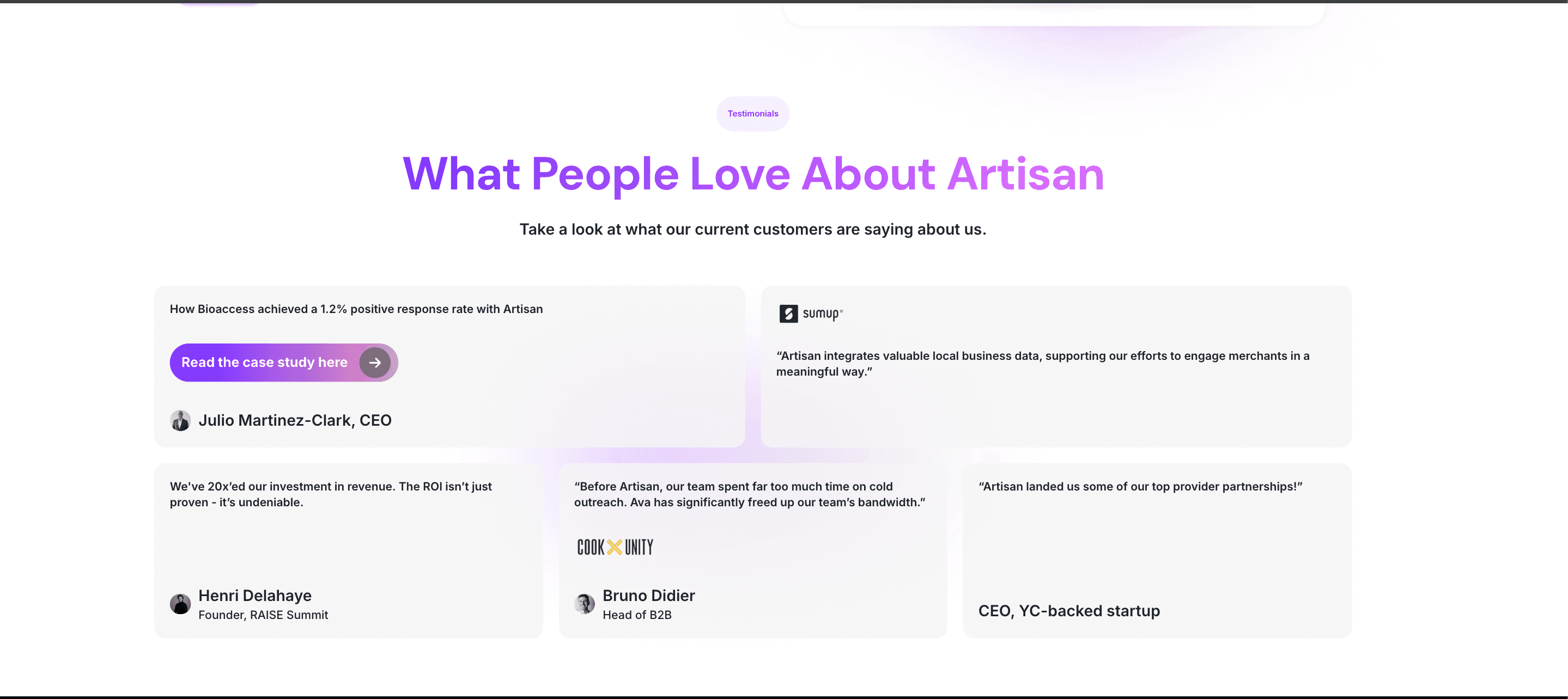 Artisan Testimonials