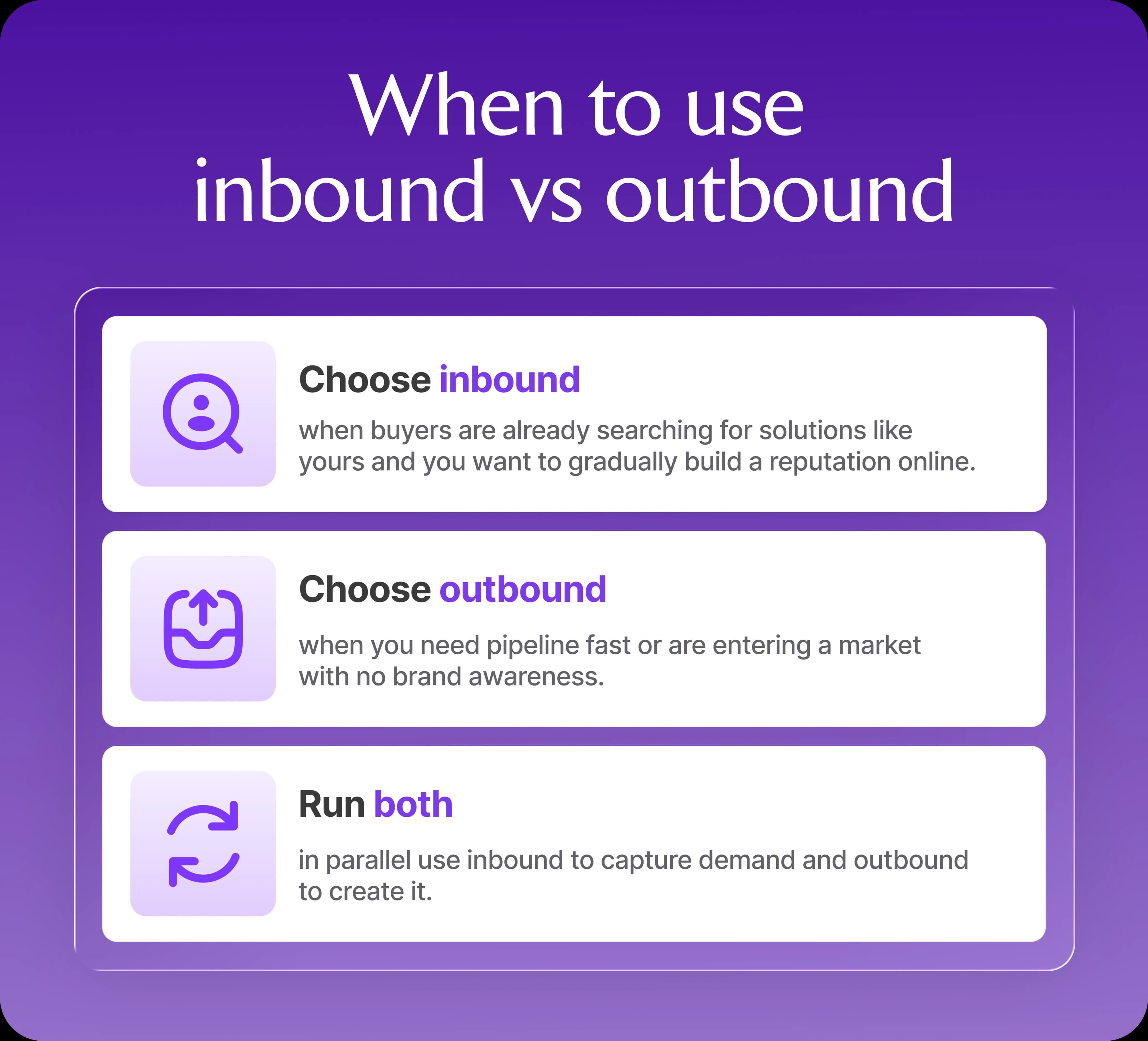When to use inbound vs outbound