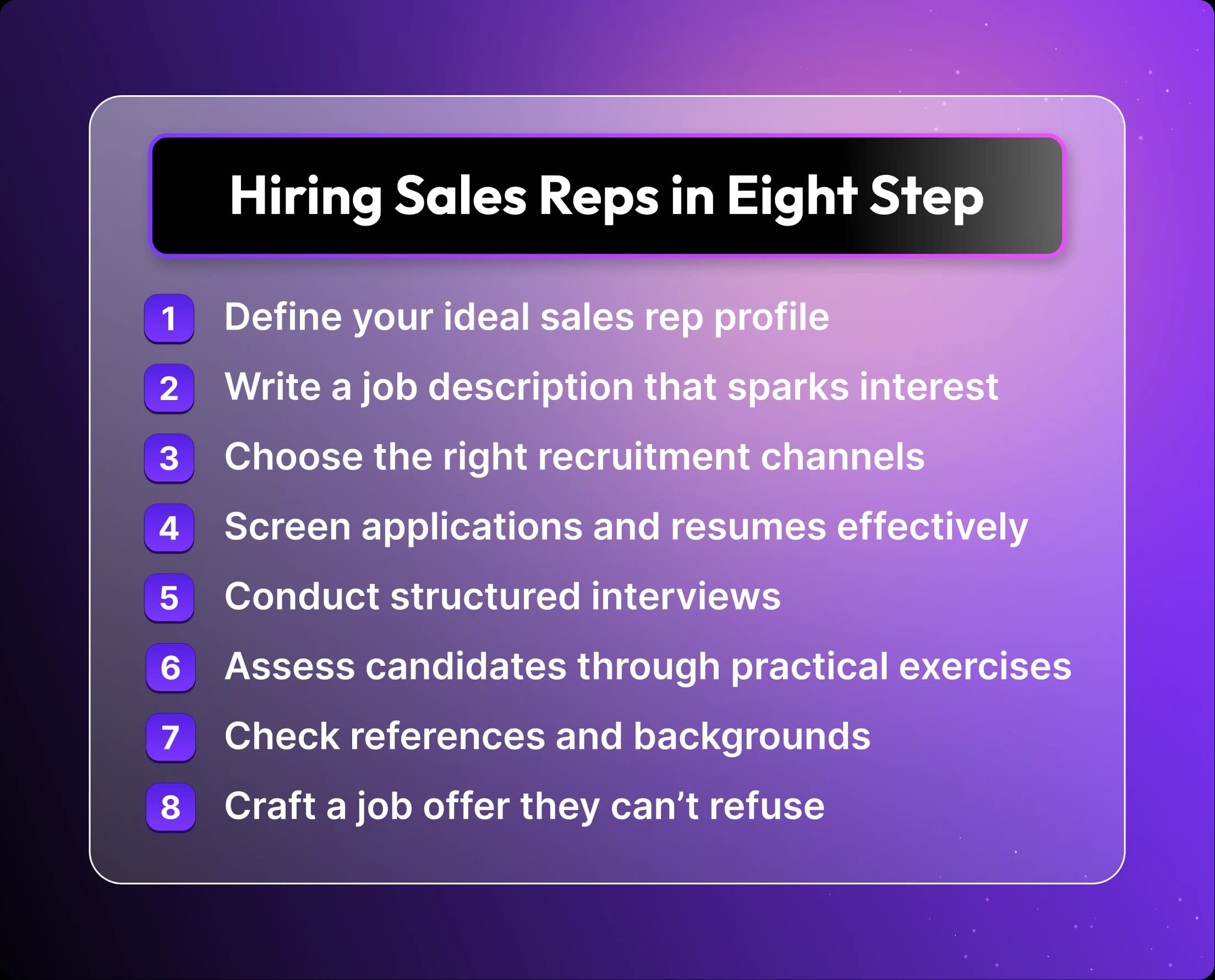 Hiring Sales Reps in Eight Step