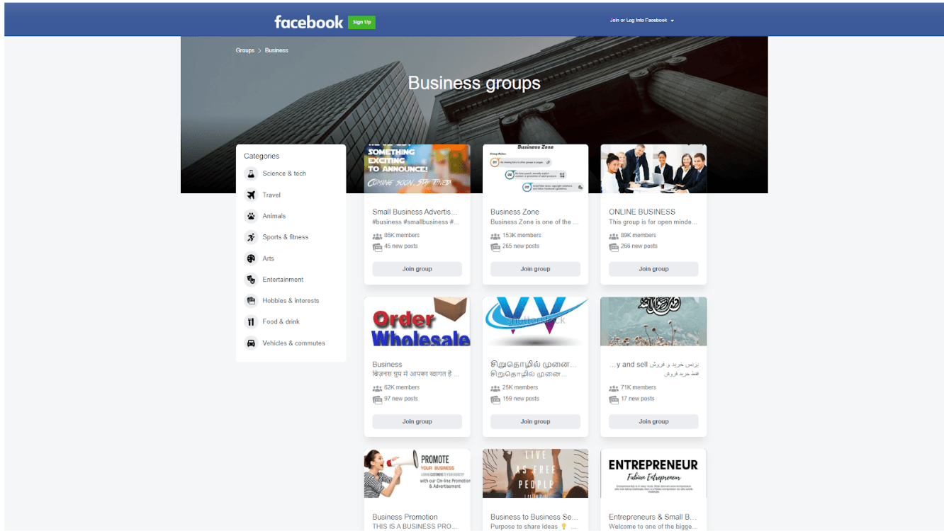 Facebook Business groups