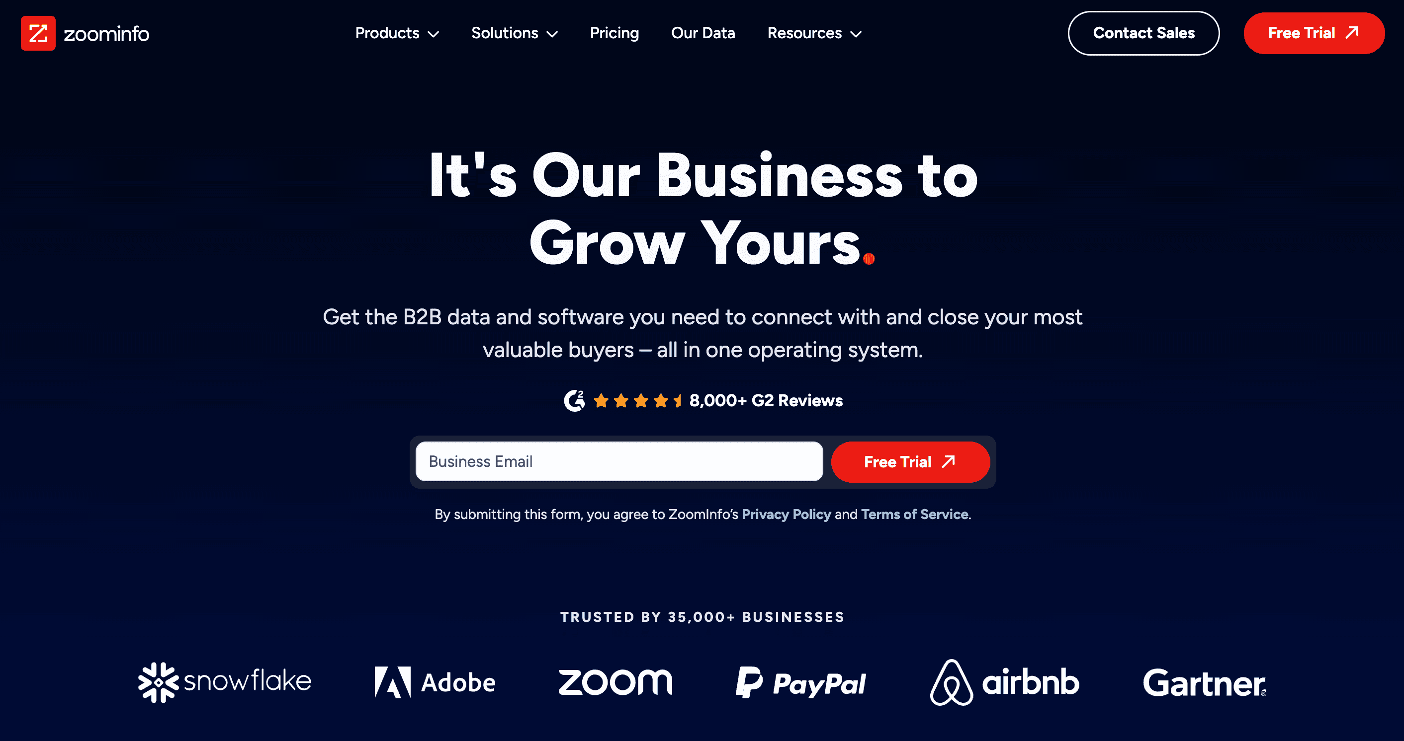 ZoomInfo Home Page