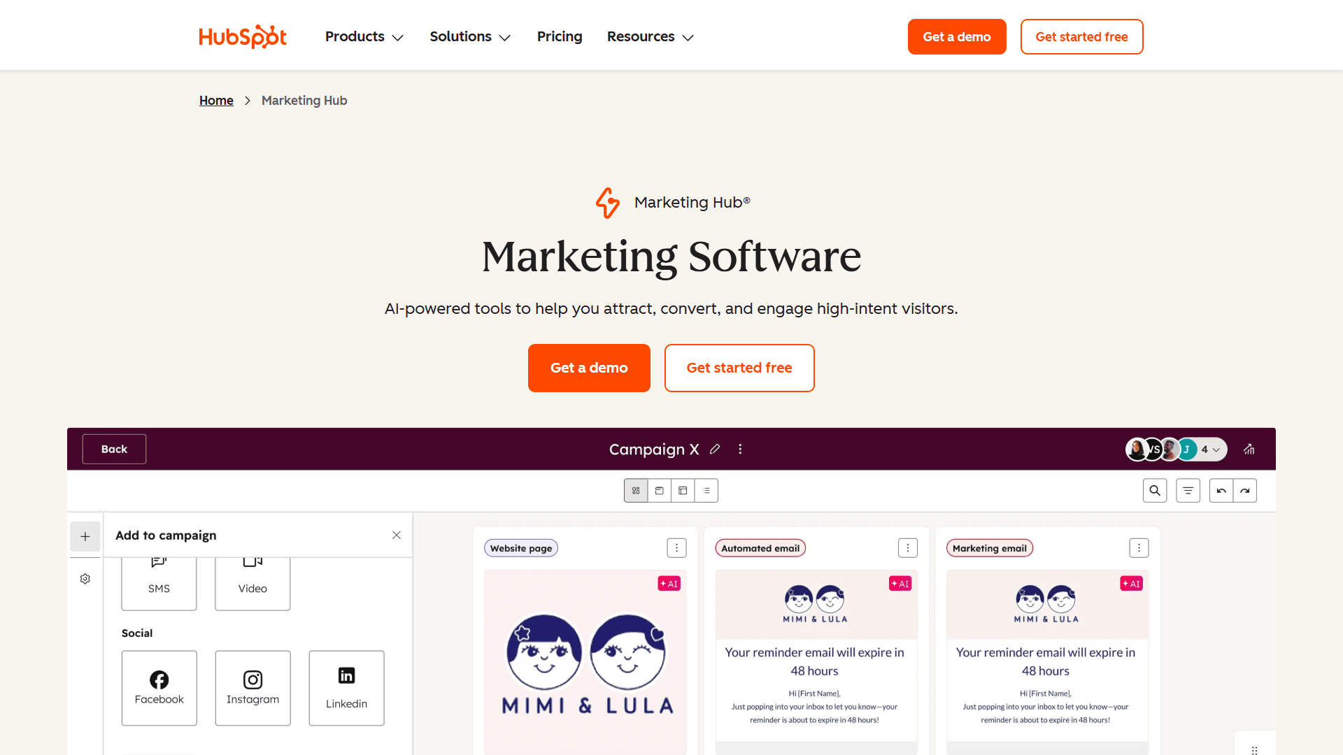 HubSpot (Marketing Hub) Homepage