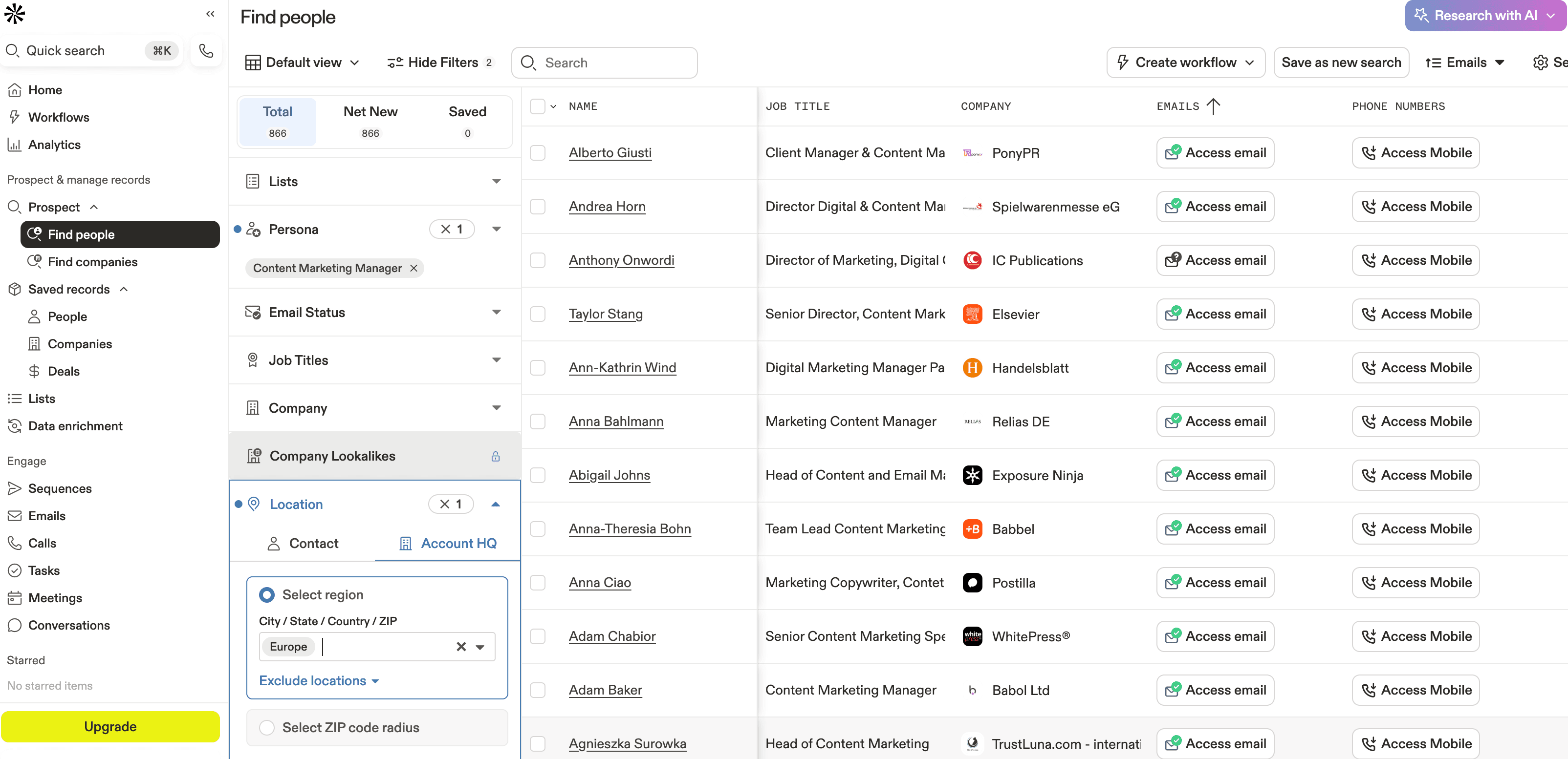 Apollo Content Marketing Manager Search