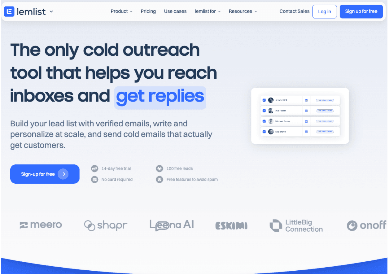 Lemlist home page
