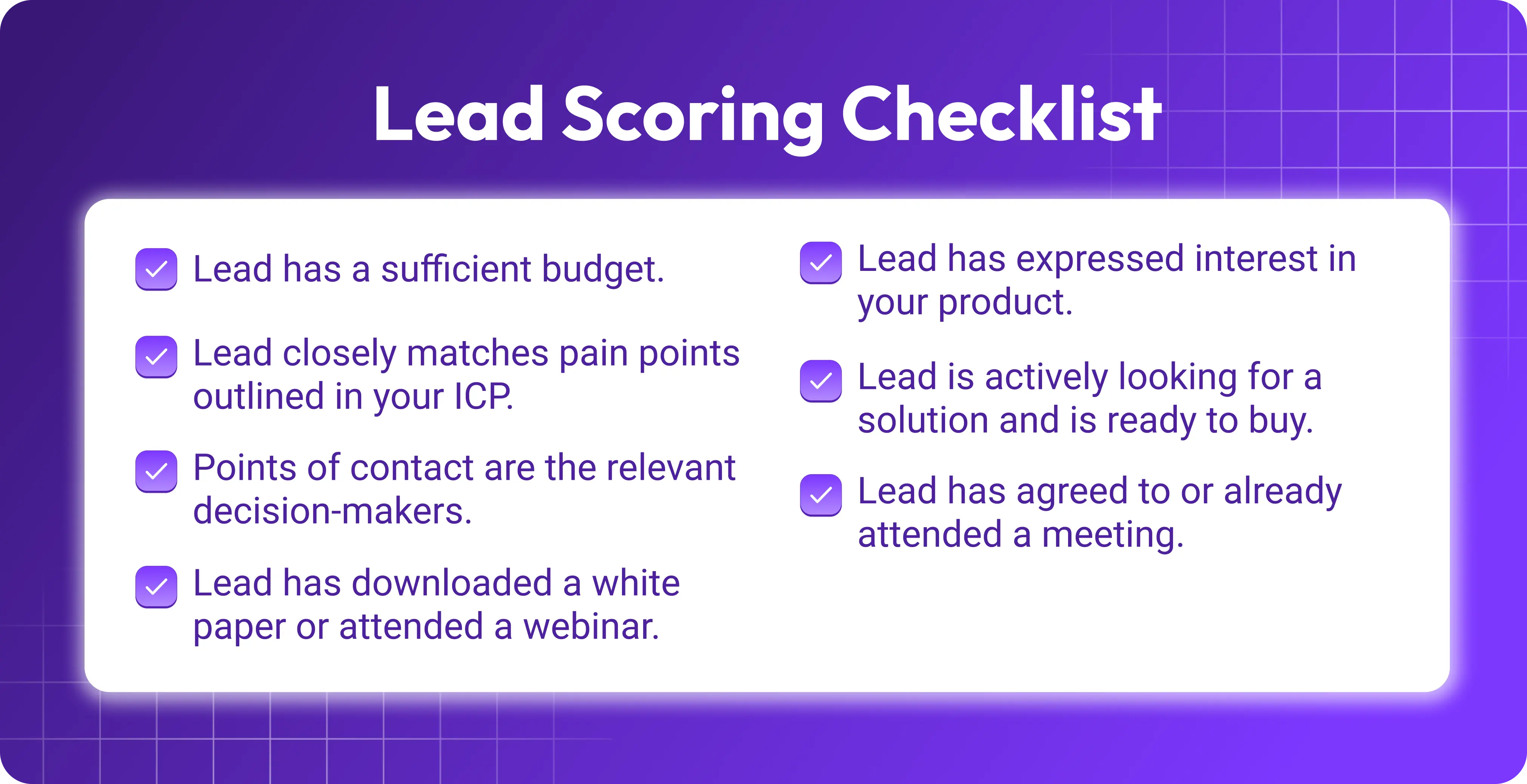 Lead Scoring Checklist