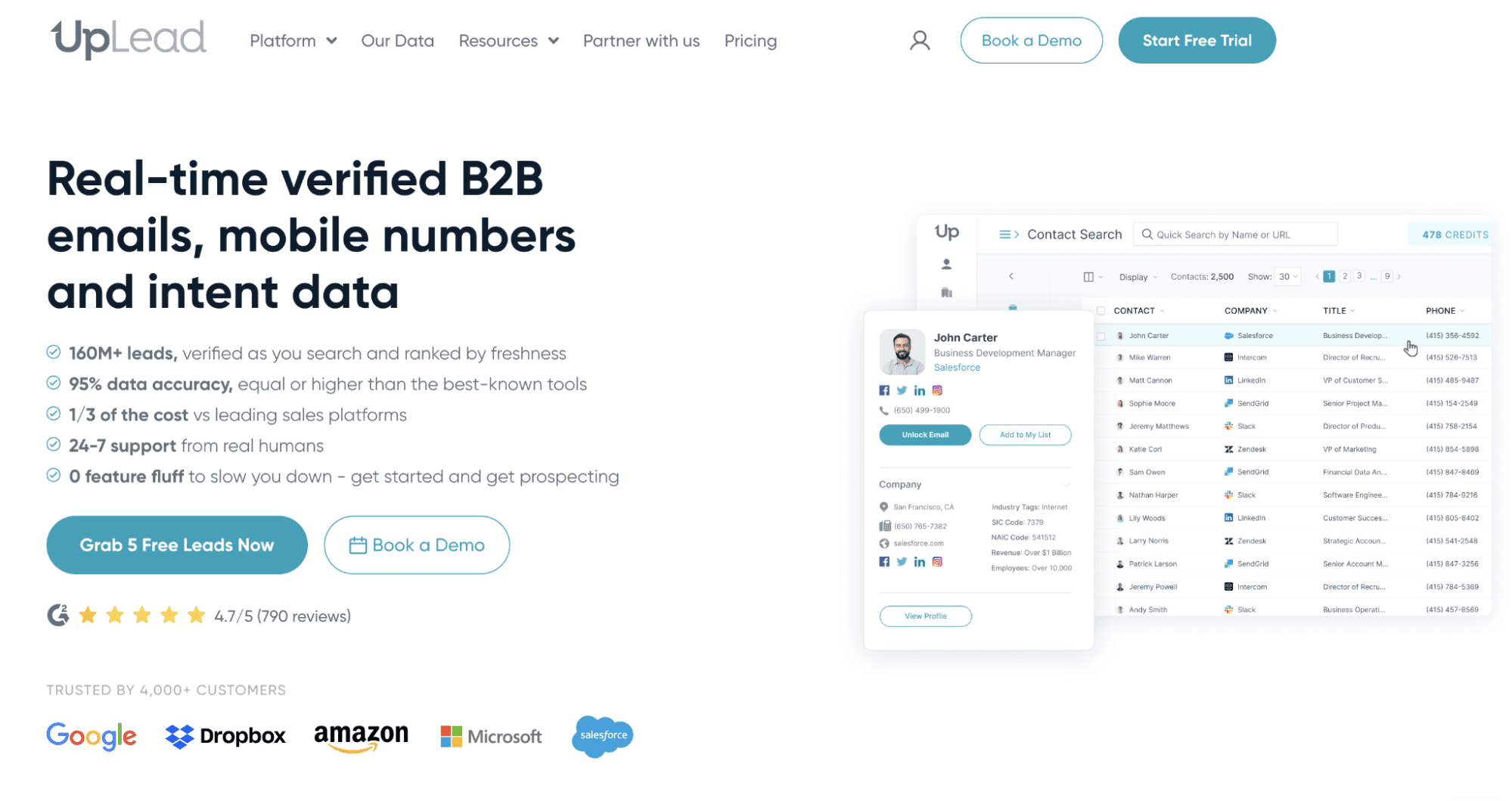 UpLead Page for Data