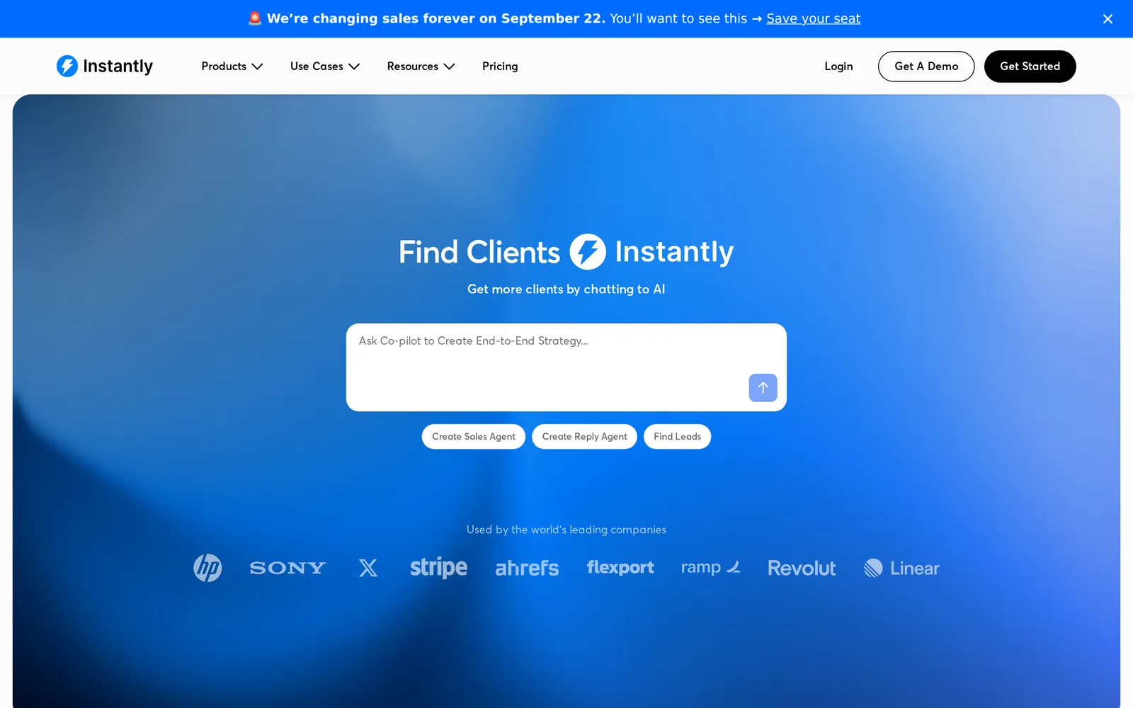Instantly homepage