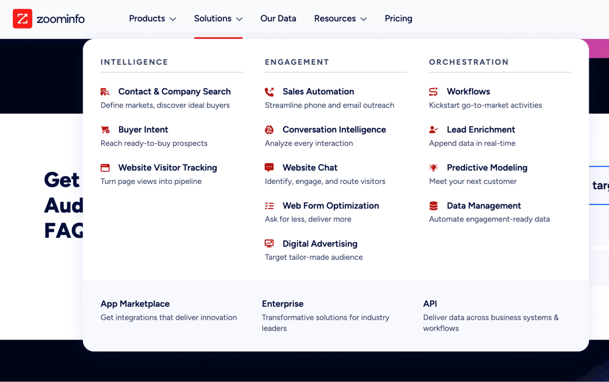 ZoomInfo Solutions Page
